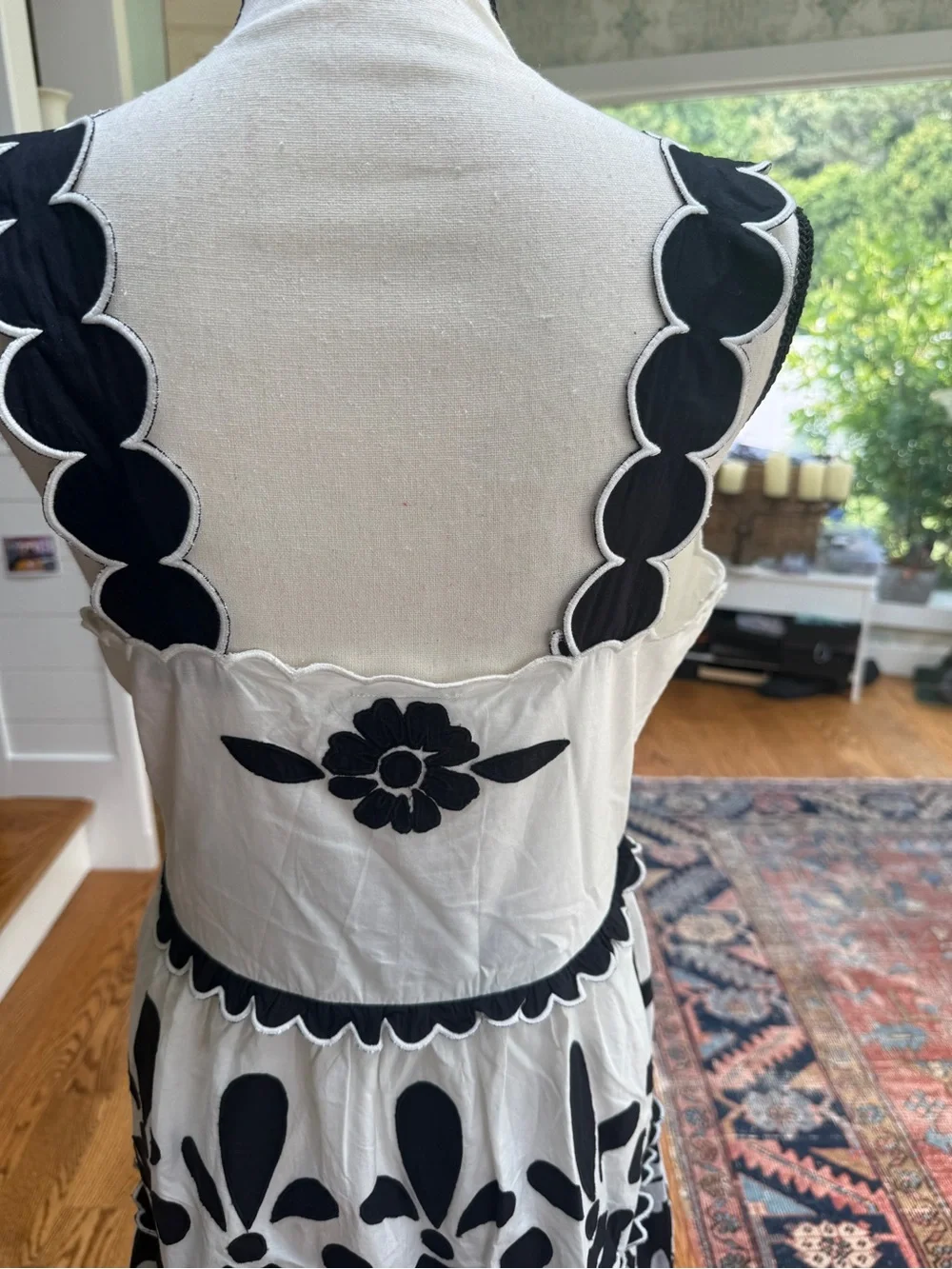 NWT FARM Rio Black & White Floral Tiered Maxi Cotton Dress Size M New